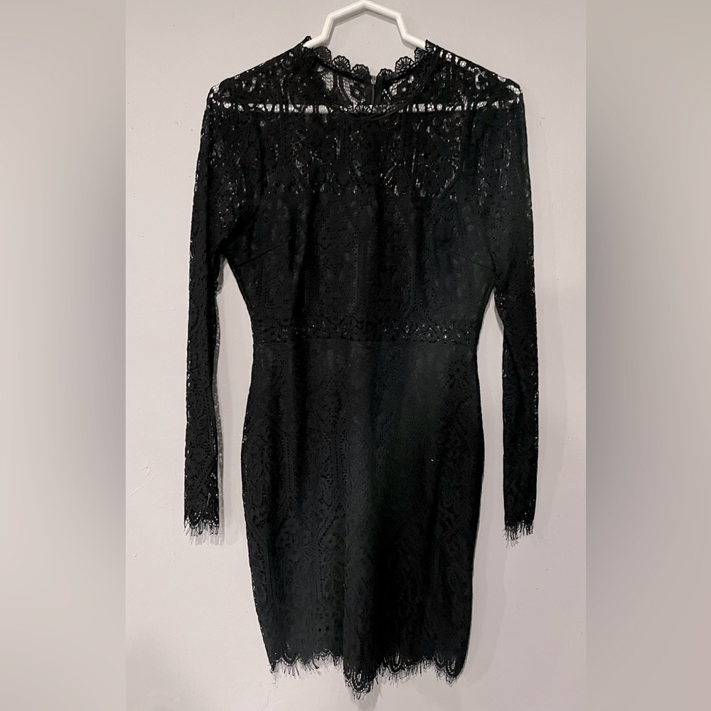 Black lace mini dress